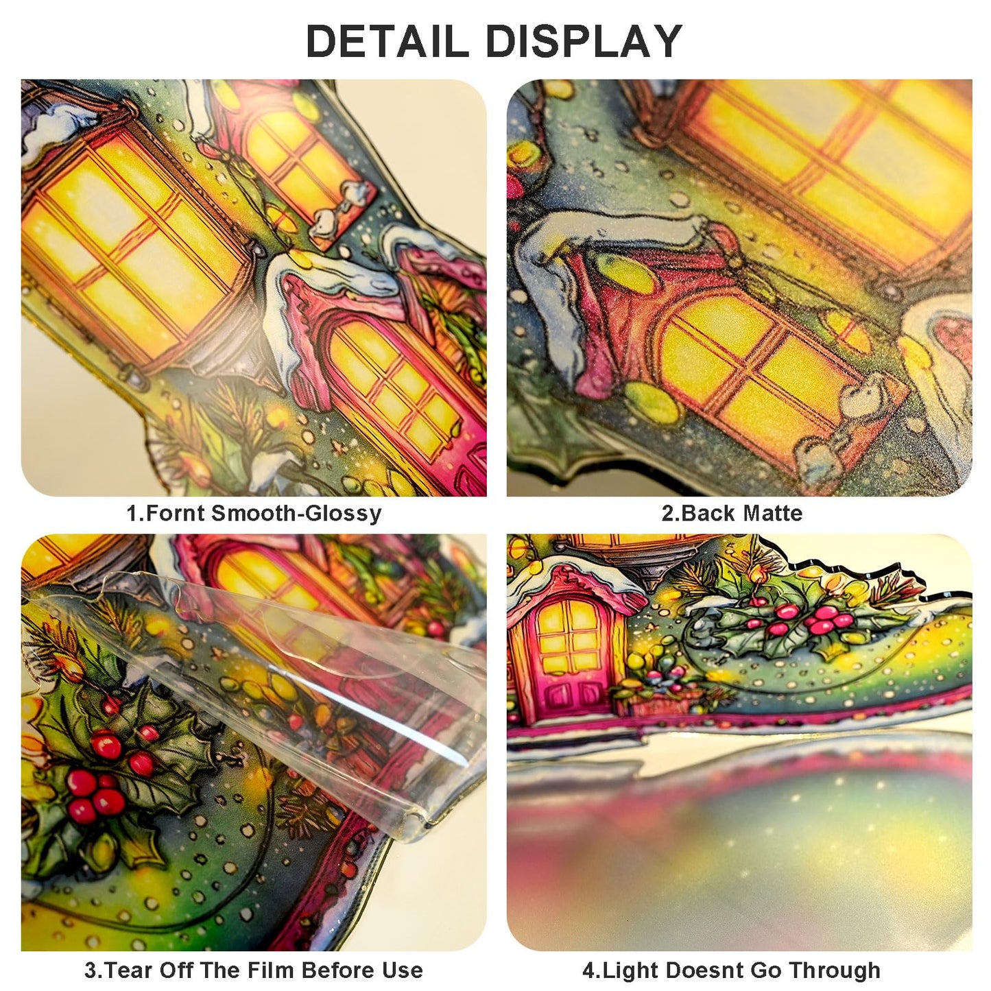 Gingerbread Man Ornament Acrylic Suncatcher Window Hanging Wall Decor for Indoor Outdoor Doors Home