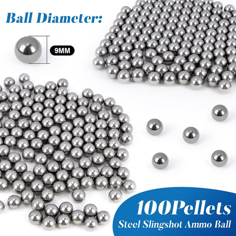 Sukh Slingshot Ammo - Steel Sling Shot Ammo Balls 9mm Ammo Professional Balls for Hunting & Shooting, Target, Competition，Practice (0.9 Pound)