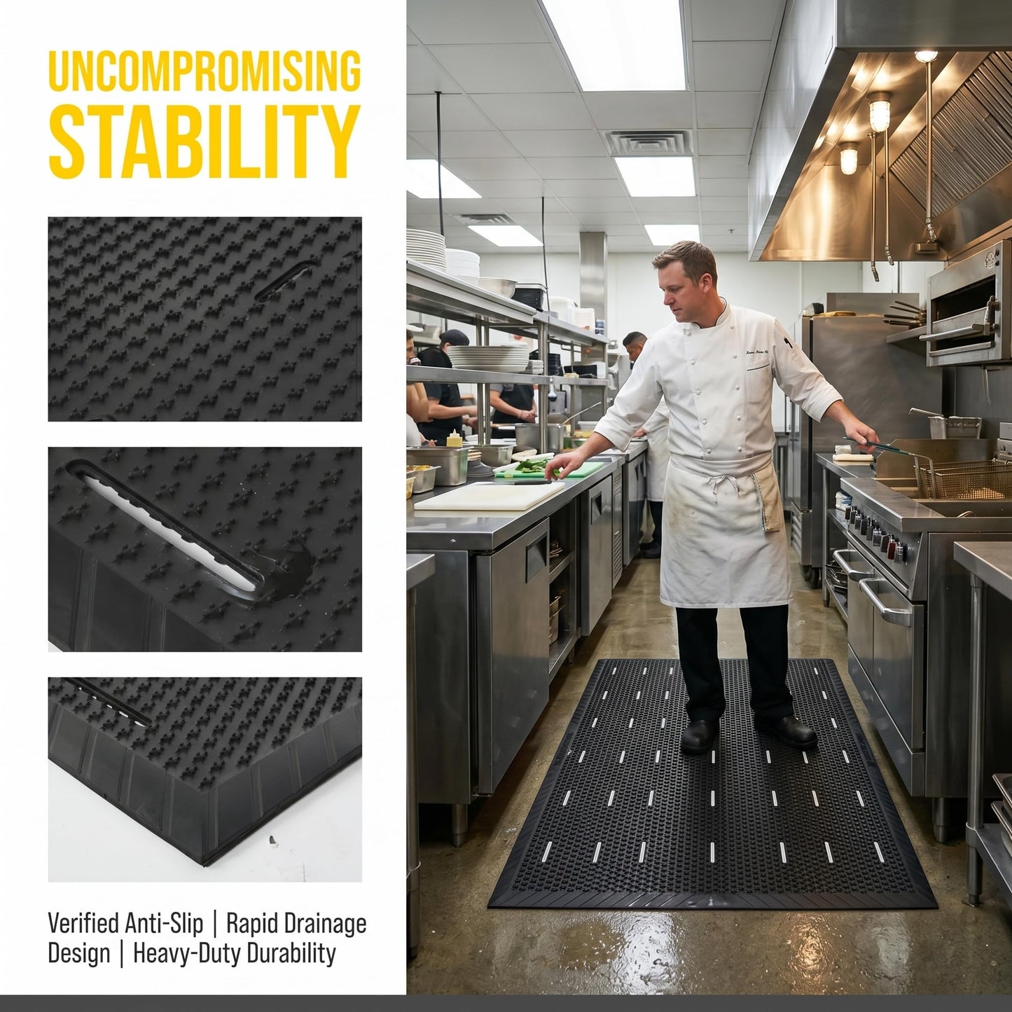jxgzyy 47"x35" Outdoor Rubber Floor Mats, Non-Slip Commercial Restaurant Mat, Heavy Duty Kitchen Drainage Mats for Outside, Industral, Pool, Entrance, Bar, Wet Area,Oil Proof