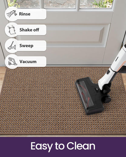 DEXI Indoor Door Mat Front Entrance, 24x36 Entryway Mats Inside Entry, Non Slip Washable Low Profile Doormat Dirt Trapper for House Floor Patio Backdoor, Beige