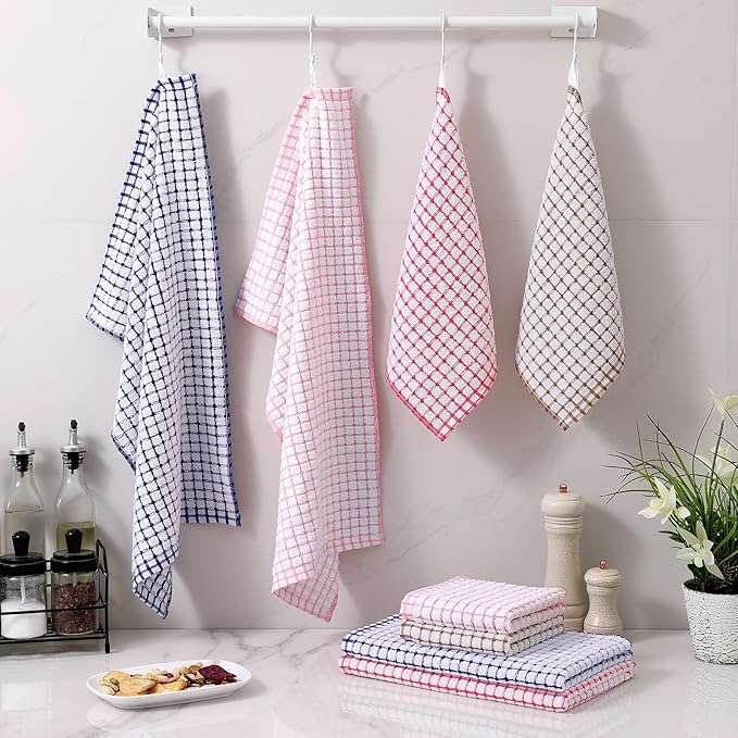 Homaxy Kitchen Towels and Dishcloths Set, 16 x 25 and 12 x 12 Inches, Super