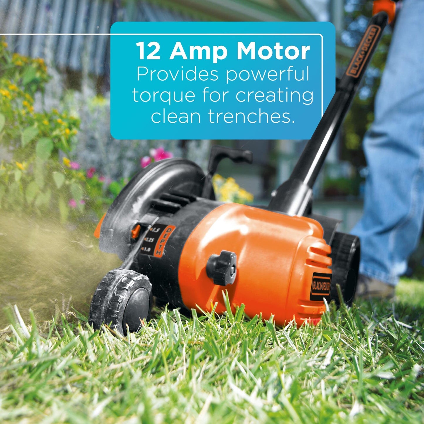 BLACK+DECKER Lawn Edger Trencher 2 in 1, 12 Amp 7.5 in. Electric Edger Lawn Tool for Landscaping and Trench Digger, 3 Height Settings, Corded (LE760FF)
