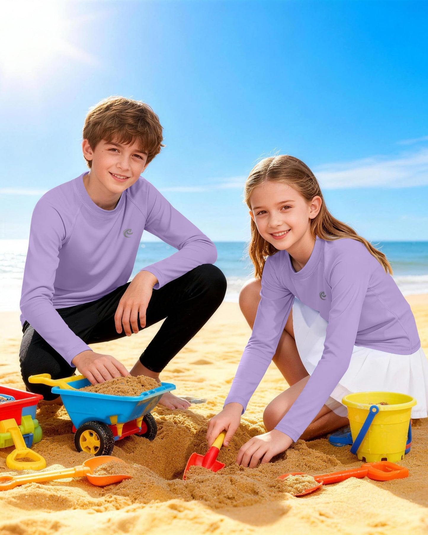Boys UPF 50+ Swim Shirt Long Sleeve, 1 or 2 Pack UV Sun Protection Rash Guard, Youth Kids SPF Water Shirts for Beach Surf