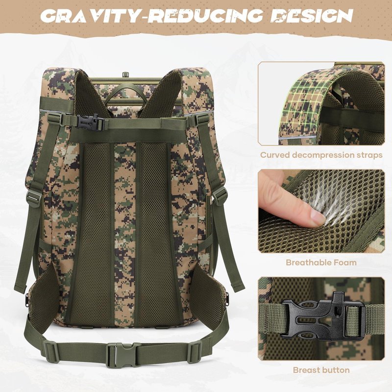 Maelstrom Tactical Backpack for Men, Water Resistant 40L Military Backpack, for Hiking, Camping, Gym with Molle System (Camouflage Green)