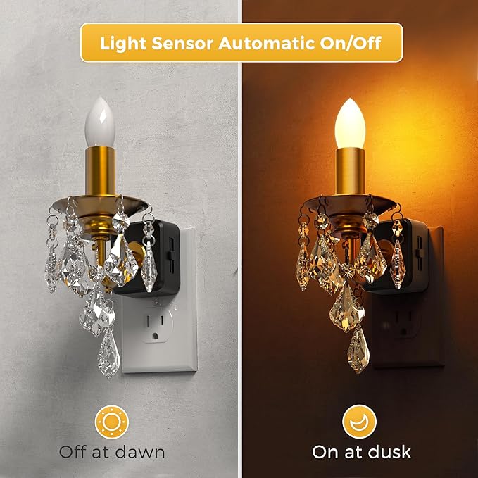 L LOHAS LED Candle Night Light, Night Lights Plug into Wall, LED Candle Night Light with Light Sensor, 0-100LM Dimmable Nightlight, for Dinning Room, Living Room, Bathroom, Hallway
