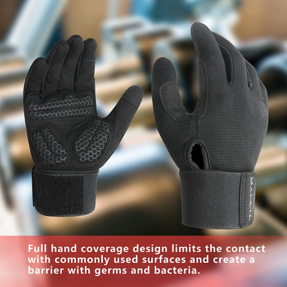Full Fingers Workout Gloves for Women & Men - Gym Gloves with Extra Grip Foam Padding & Anti-Slip for Fitness, Training & Cycling