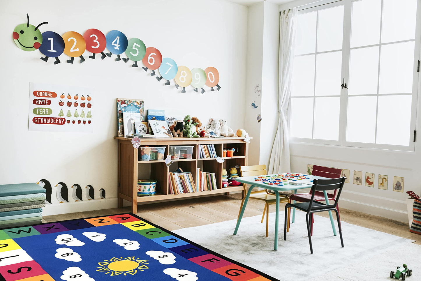 Genki - Classroom Rug for Kids - Education Classroom Carpet for Children - Colorful Seating Area - Large Elementary Classroom Rugs - Kids Seating for School Playroom | 6'6"x12'