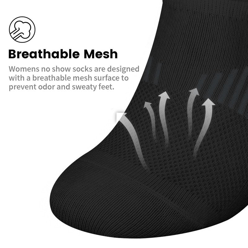 wernies No Show Socks Womens 8 Pairs, Ankle Non Slip Low Short Invisible Thin Liner Socks Black 5-8