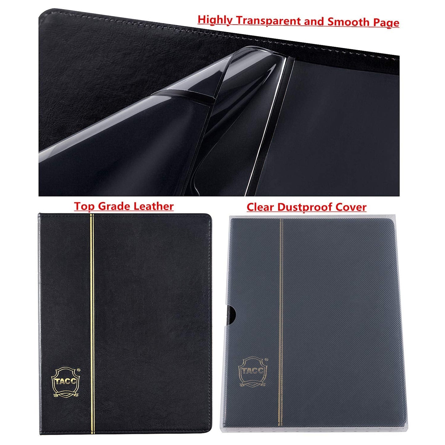 Ettonsun Leather 60-Pocket Dollar Bill Holders for Collectors Paper Money Album Currency Collection Supplies Book Travel Banknote Stamp Storage,Collection Folder for paper souvenirs, Black