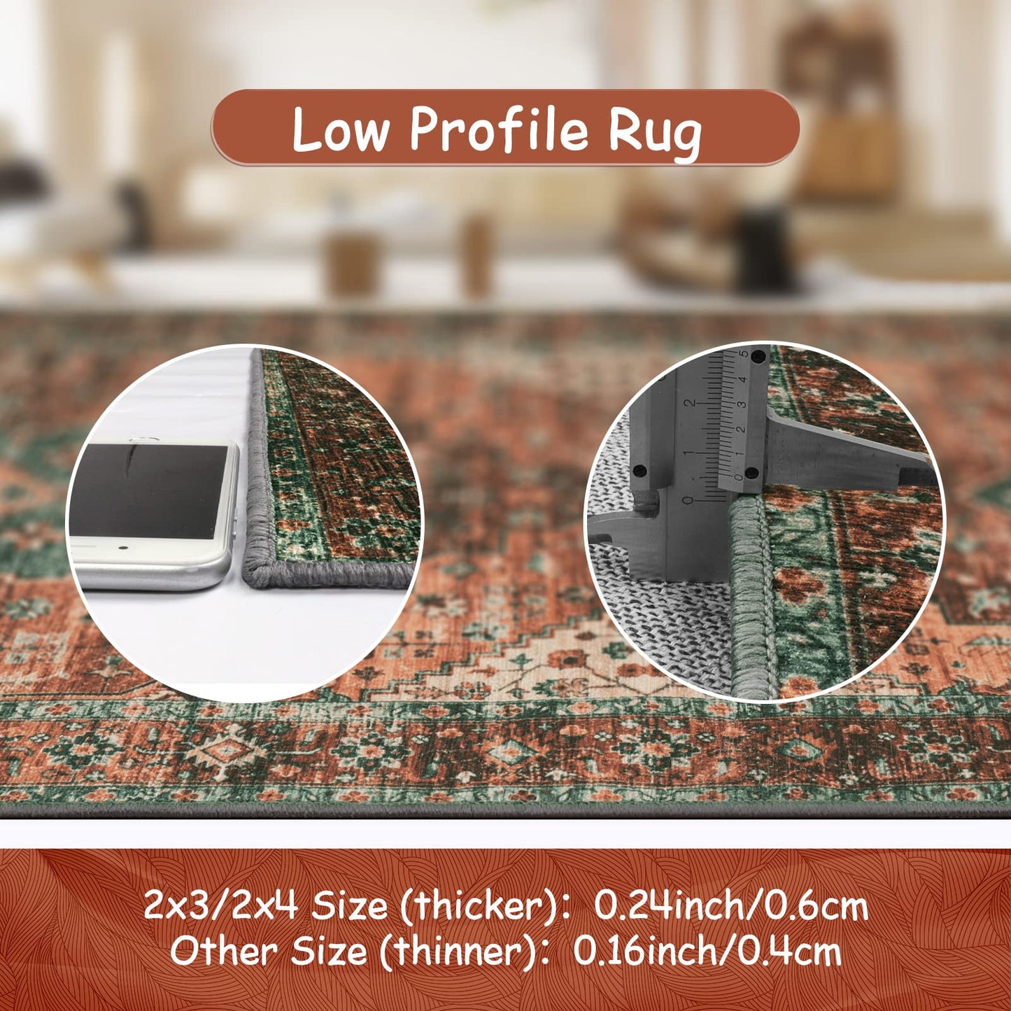 Moynesa Ultra-Thin Washable Vintage Area Rug - 3x5 Boho Non-Slip Entryway Rug Oriental Medallion Living Room Rug Entrance Mat Carpet for Kitchen Laundry Bathroom Bedroom, Brick Red/Dull Teal