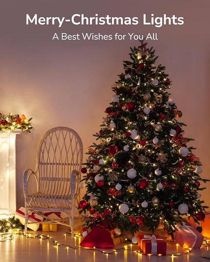 Christmas Lights, 200 LED 76FT Christmas Tree Lights, 2024 Upgraded Twinkle LED String Lights with 8 Modes for Indoor/Outdoor Xmas Tree Decorations, Bubble LED Warm White, Adapter Included