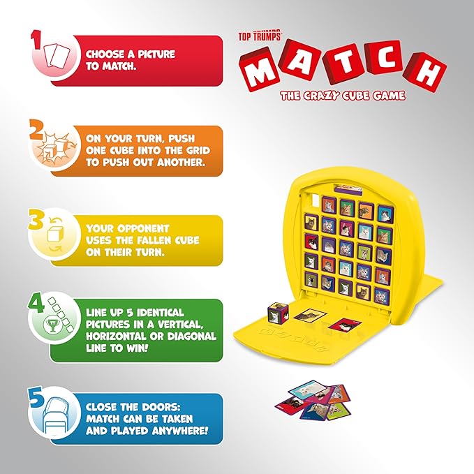 Top Trumps Match Game Cats - Family Board Games for Kids and Adults - Matching Game and Memory Game - Fun Two Player Kids Games - Memories and Learning Board Games for Kids 4 and up
