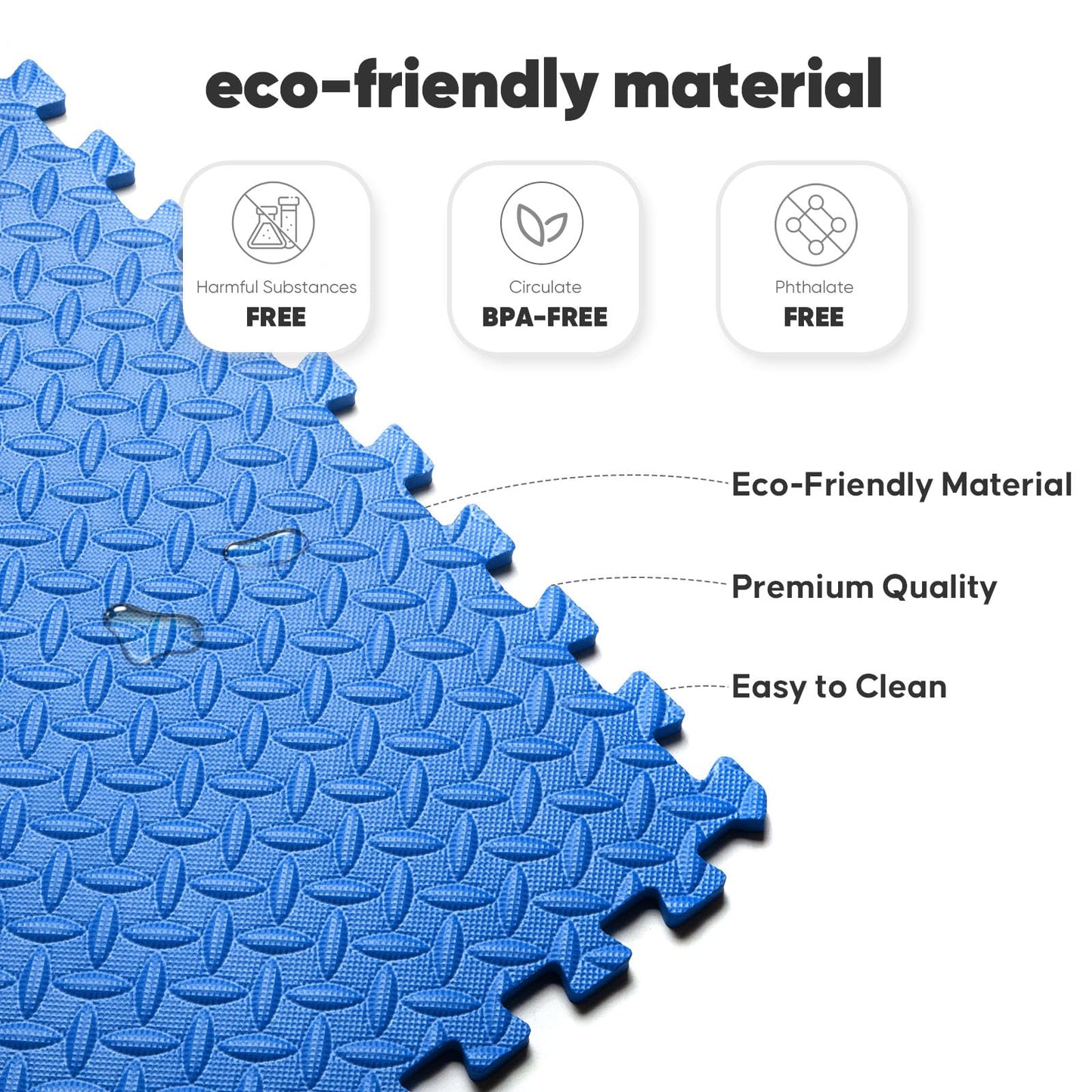 24 Pack Home Gym Mat, Puzzle Exercise Mat, EVA Interlocking Foam Floor Tiles for Home Workout Equipment and Kids' Play Areas - Blue, 24 in x 24 in x ½ in - 24 Tiles (Blue, 24 Pack 96 sq ft)