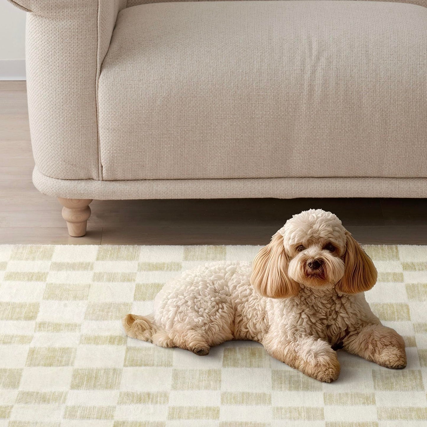 EVERGRACE Checkered Plaid Area Rug 2x6, Soft Faux Wool Rugs Washable Anti Slip Rugs Long Runner Rug Carpet for Entryway Bedroom Living Room Hallway Kitchen Dining Room and Laundry Room, Beige