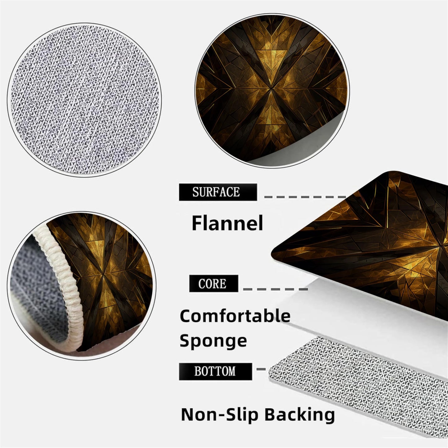 Modern Abstract Rug, Soft Non-Shedding Washable Rug, Gilt Dimensional Folded V Pattern with Non-Slip Backing, Low Pile Floor Mat Indoor Rug, Gold Rugs Gray Rugs 2x3ft