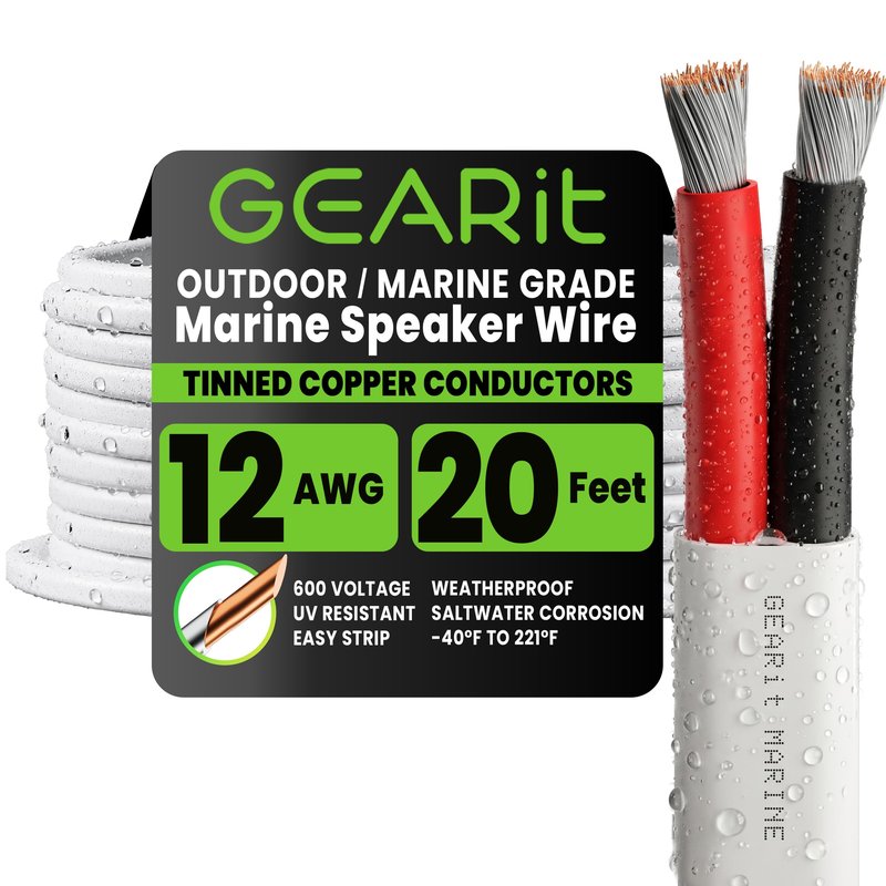 GEARit Speaker Wire 10 Gauge 50 ft, Copper Wire Marine Grade, 10 AWG Landscape Wire Speaker Cable for Automotive, Outdoor, Speaker, Lamp, Trailer, Car(2 Conductors)