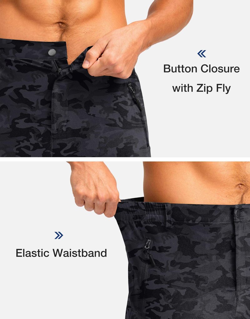 Pudolla Men's Hiking Shorts 11" Lightweight Cargo Work Shorts for Men Summer Travel Golf Casual Outdoor with 5 Pockets(Black Camo XX-Large)