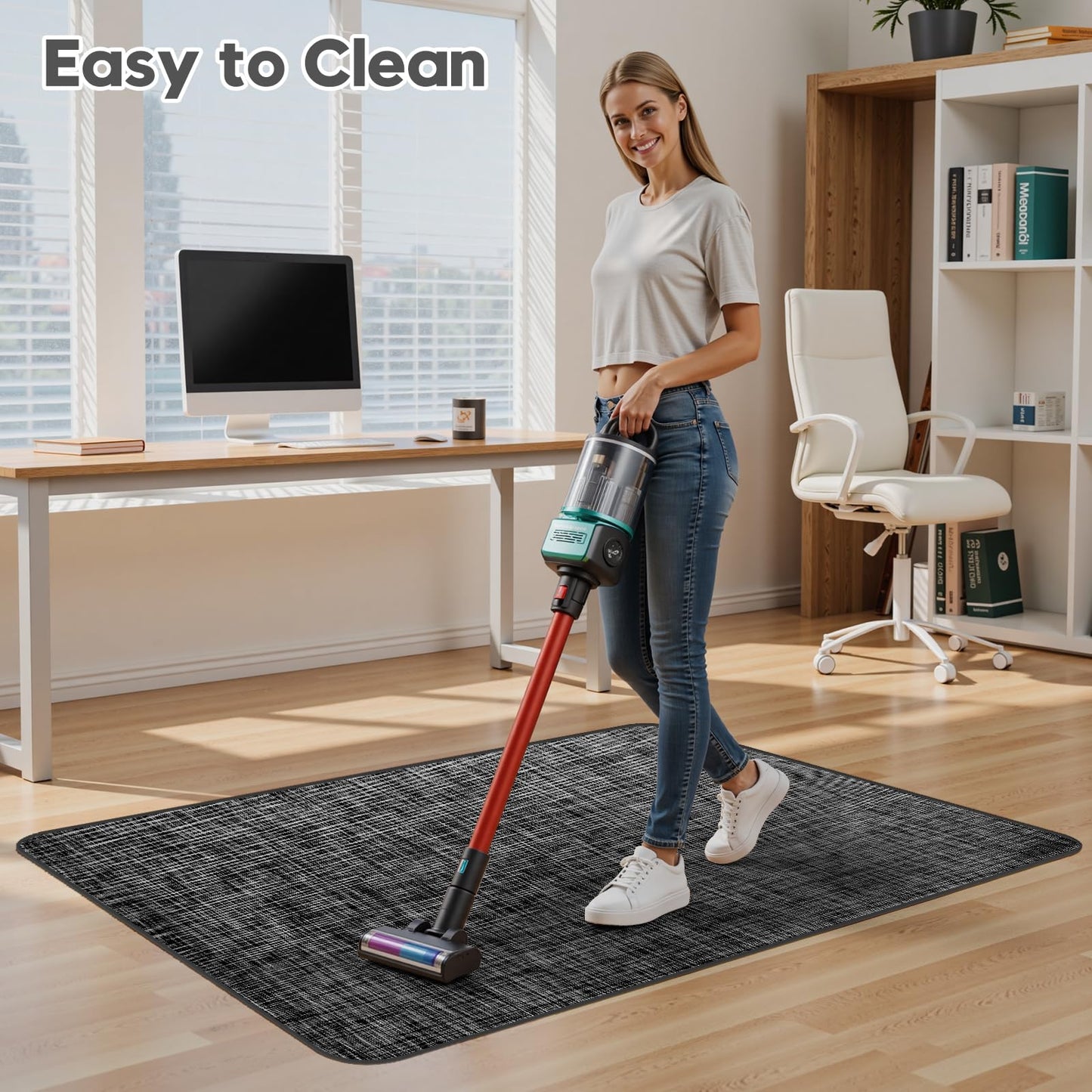 Sycoodeal Office Chair Mat for Hardwood & Tile Floor, 36" x 55" Heavy Duty Computer Gaming Chair Mat for Rolling Chairs Non-Curve, Anti-Slip, Floor Protector for Home Office (Black)