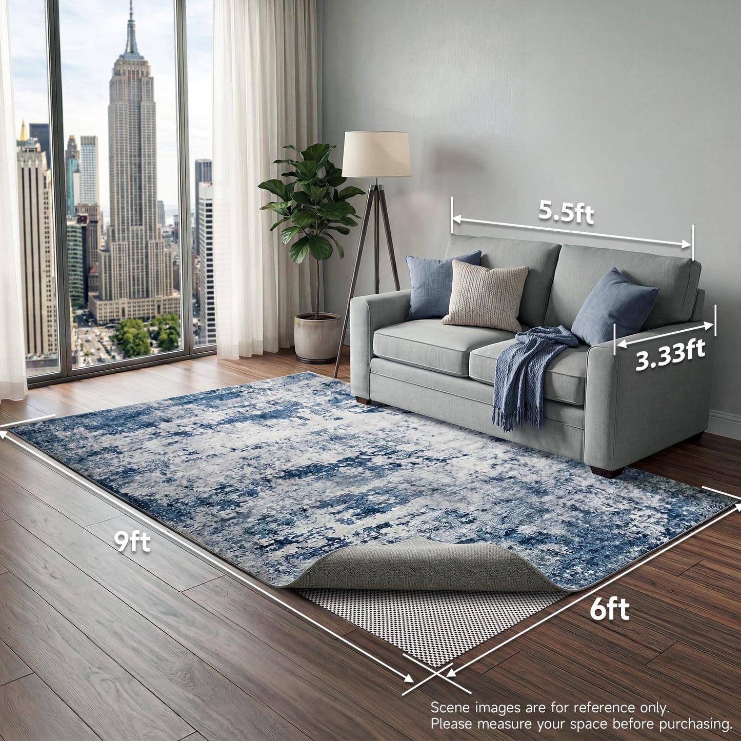 Veken 6x9 Ft Rug Pad Gripper for Hardwood Floors, Non Slip Rug Pads for Area Rugs, Thick Rug Grippers for Tile Floors, Under Carpet Mat, with More Than 99 Pieces Anti-Slip Solid Square Pattern