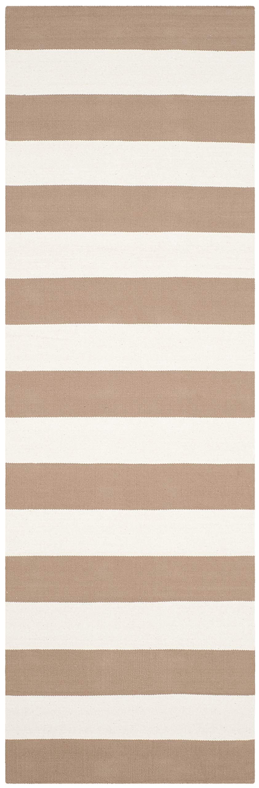 SAFAVIEH Montauk Collection Accent Rug - 2'6" x 4', Sand & Ivory, Handmade Flatweave Cotton, Woven Texture, Farmhouse Stripe Pattern, Ideal for Entryway, Front Door, Bathroom, Foyer (MTK712M)