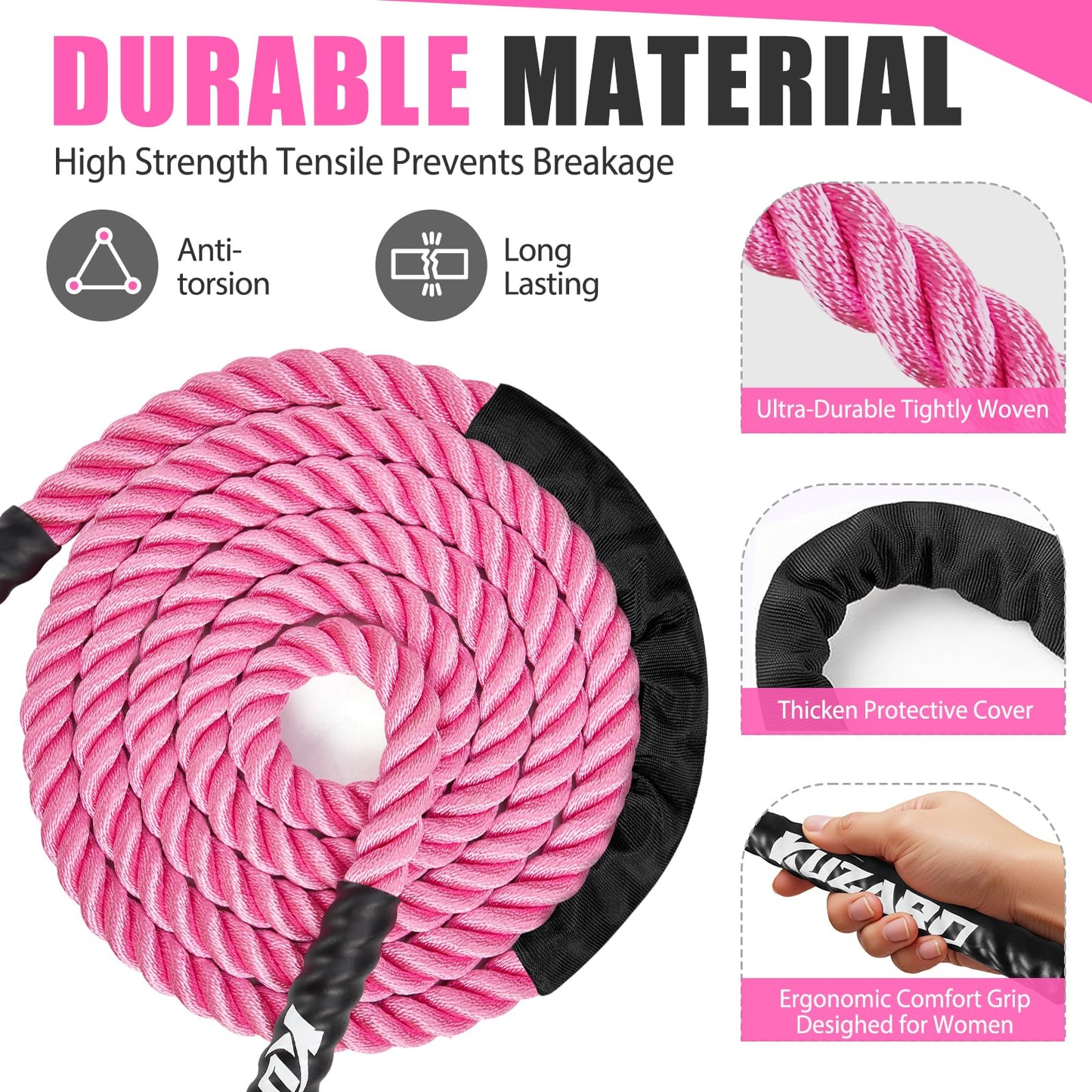 KUZARO Jump Rope, Weighted Jump Rope for Women, 1.5LB Adult Skipping Rope for Fitness, Home Gym Workout Equipment, Heavy Exercise Jumpropes for Weight Loss, Shape body, Strength Training, Total Body Workout