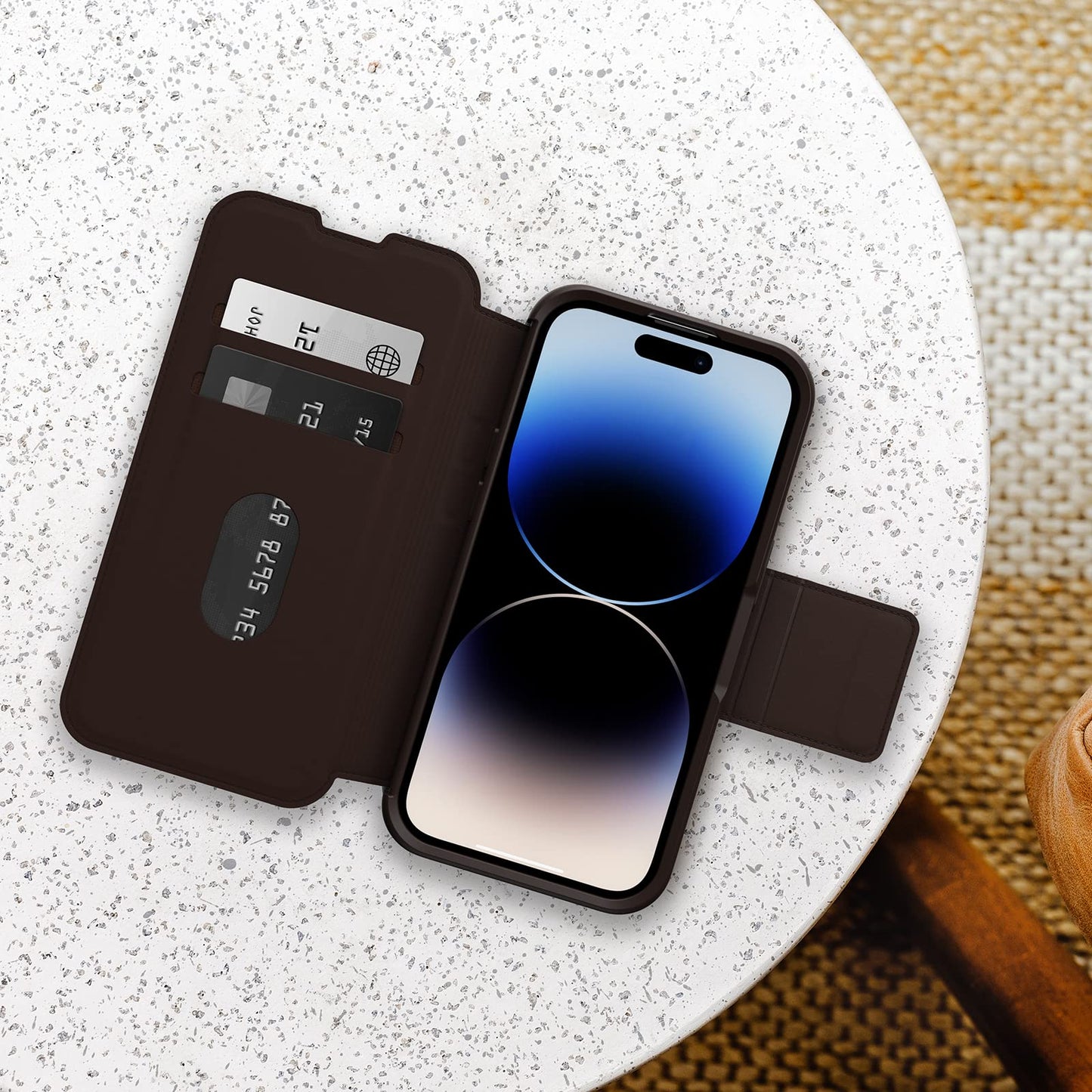 OtterBox iPhone 14 Pro (ONLY) Strada Series Case - Espresso (Brown), Card Holder, Genuine Leather, Pocket-Friendly, Folio case