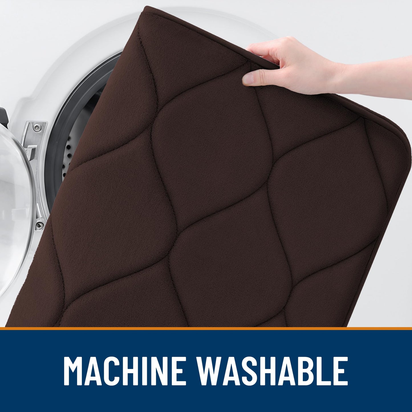 Smiry Memory Foam Bath Mat 30''x20'', Ultra Soft Non-Slip Bathroom Rug, Plush Water Absorbent Quick Dry and Machine Washable Floor Mat for Shower, Tub & Home Decor, Brown