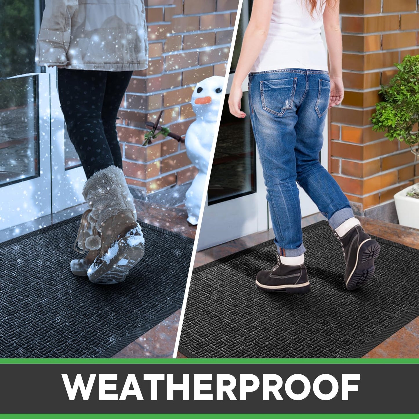 Mibao Front Door Mat, Heavy Duty Durable Welcome Mat for Outdoor Indoor, Dirt Trapper Waterproof Super Absorbent Door Mat for Entryway Outside Patio Porch, 61.5" x 36", Gray