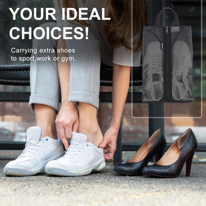 Prezon Travel Shoe Bags, Water Resistant TPU Mesh, Sturdy YKK Zipper, Shoes Storage Bag, Shoes Packing Organizer, Unisex Shoe Pouch for Travel or Home Storage