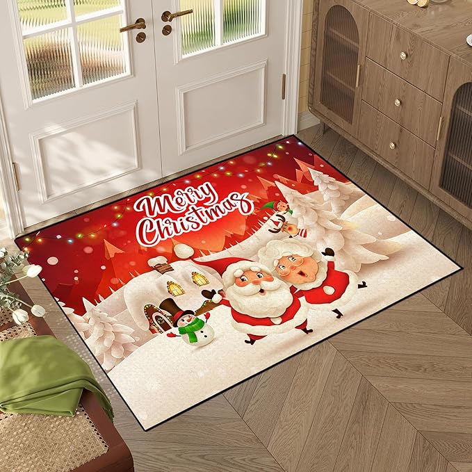 Christmas Area Rugs,Xmas Tree Snowflake Non-Slip Washable Rug Indoor Rugs Floor Mats Carpet for Living Room Bedroom Dining Room Home Decor,63" X 31"