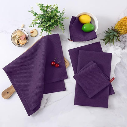 Homaxy 100% Cotton Kitchen Towels and Dishcloths Set