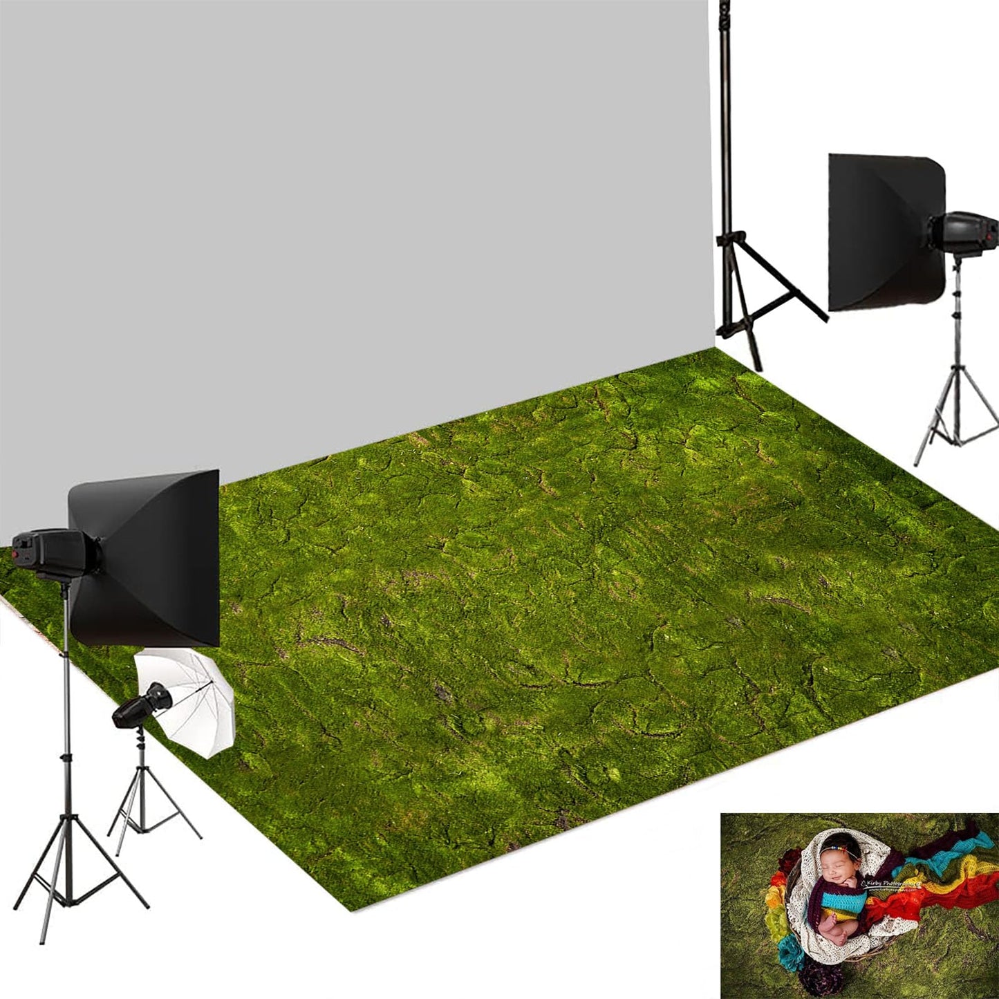 Kate Photography Floor Mats Rubber Floor Mat Green Grass Photo Backdrop Newborn Photography Props Anti-Slip Carpet for Photo Studio 5x4ft