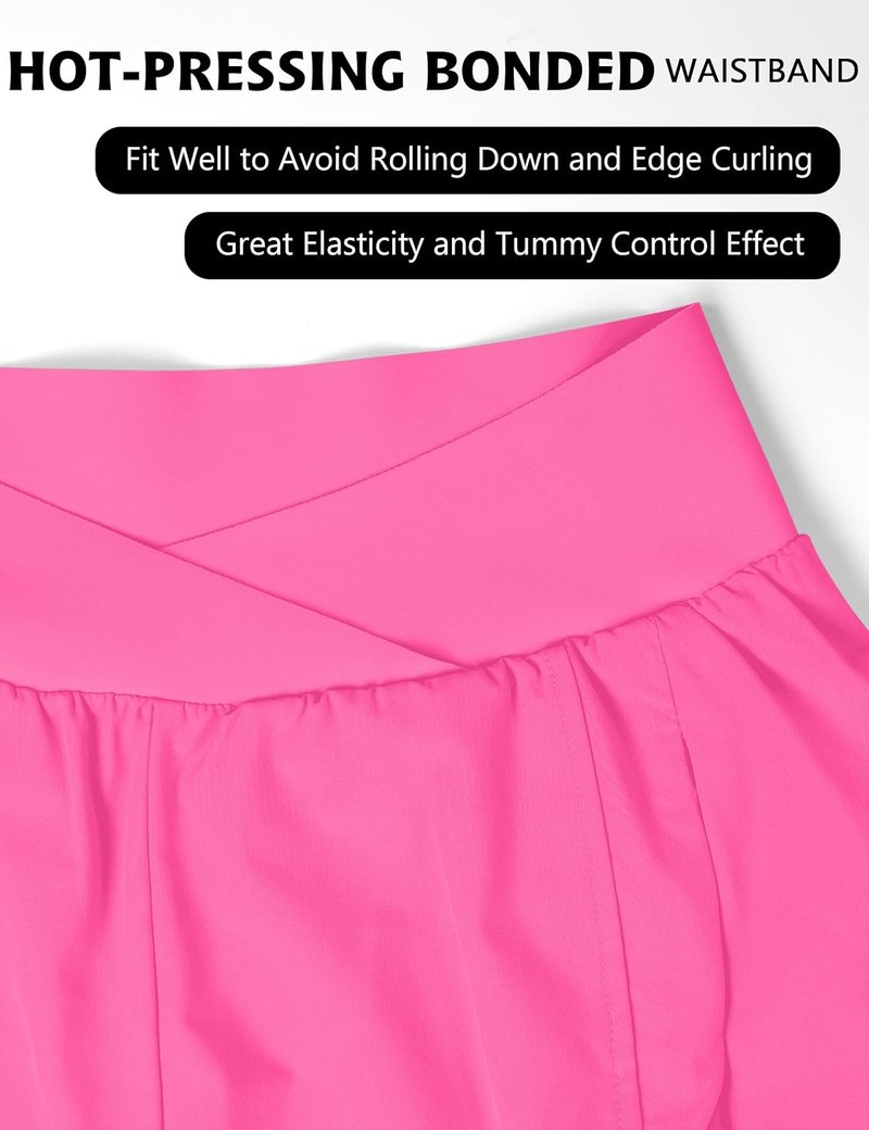 Women's High Waisted Workout Shorts - Athletic Crossover Running Shorts with Zipper Pockets | Comfortable Gym Wear
