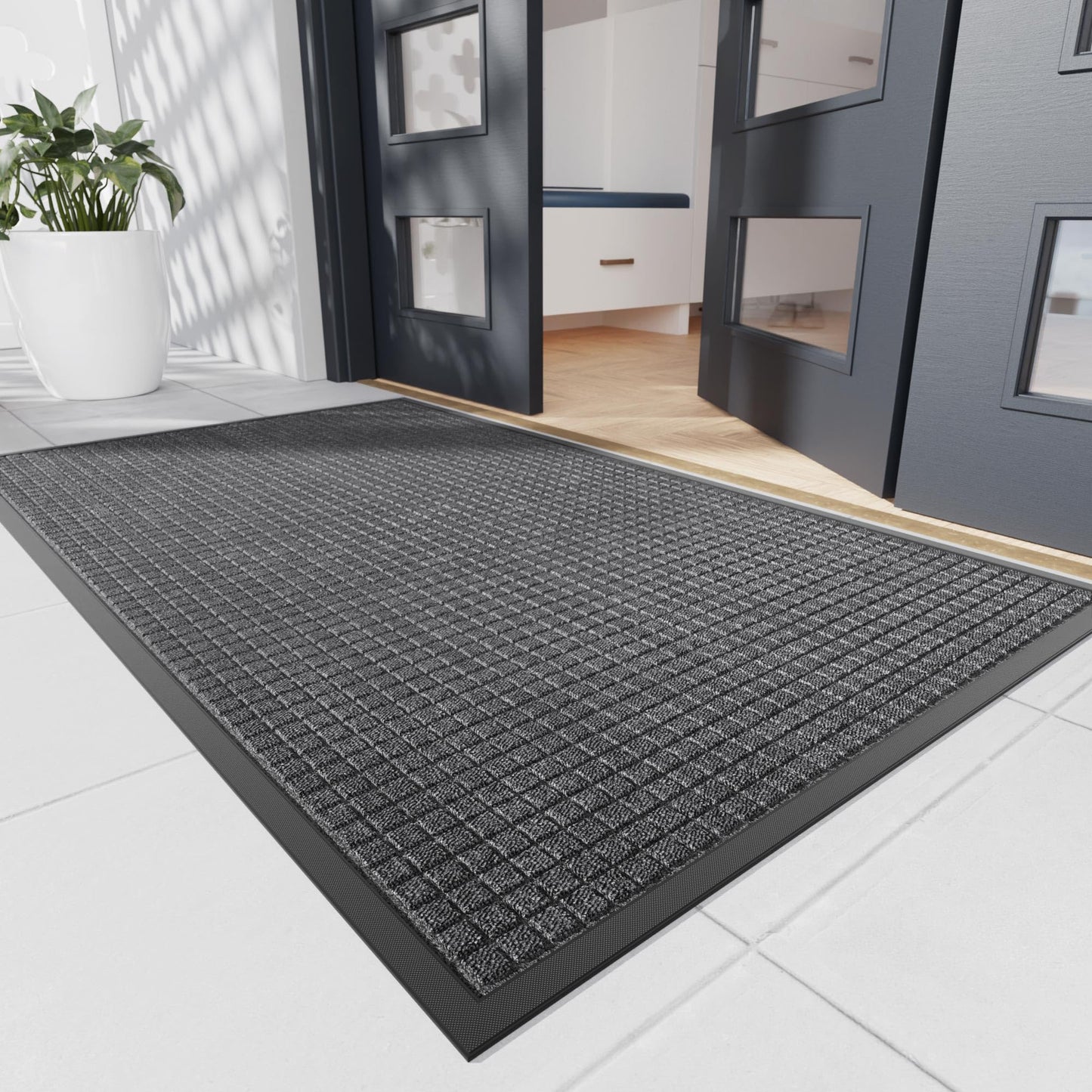 Naturei Durable Front Door Mat, 72" x 36" Heavy Duty Indoor Outdoor Doormat for Entryway, Non-Slip Rubber Backing, Stain and Fade Resistant Commercial Floor Mat for Home Office Entry