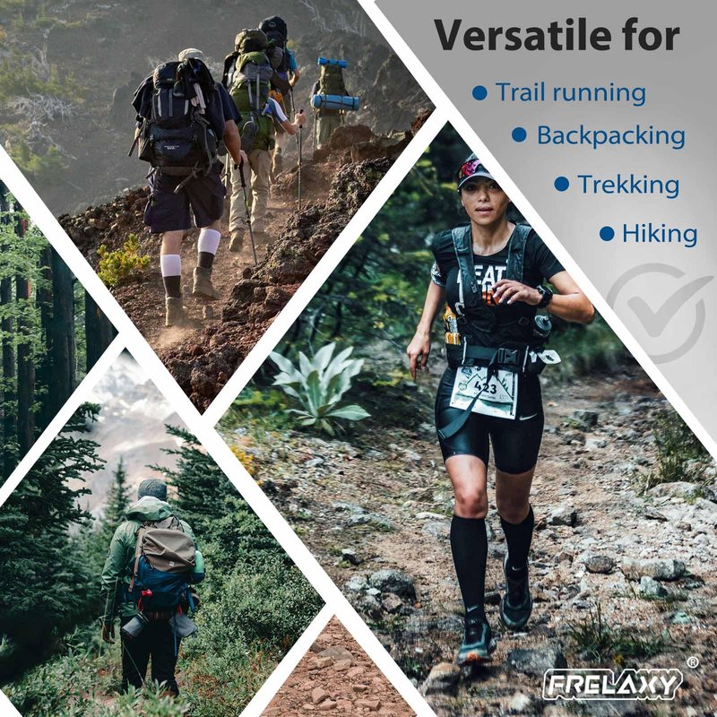 Frelaxy Ultralight Trail Gaiters for Hiking & Running – Breathable, Wear-Resistant Low Shoe Gaiters, Protect Feet from Rocks, Mud, Dust & Debris (Blue/Black)