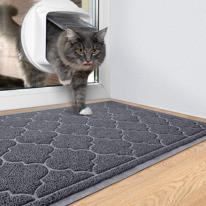 LuxStep Door Mat Large 24x36 Inch Indoor Outdoor Doormat, Non-Slip Low-Profile Design Floor Mat, Durable Trap Dirt and Dust Front Door Welcome Mat for Entryway,Patio,Garage, Grey