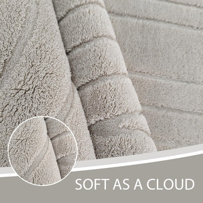 Lacomfy Soft Cozy Fluffy Arch Pattern Area Rug High-Low Pile Living Room Rug Modern Minimalist Throw Carpet - Nonslip, Washable, Soft Bedroom Rug (Stripe,Cream,4x5.3)