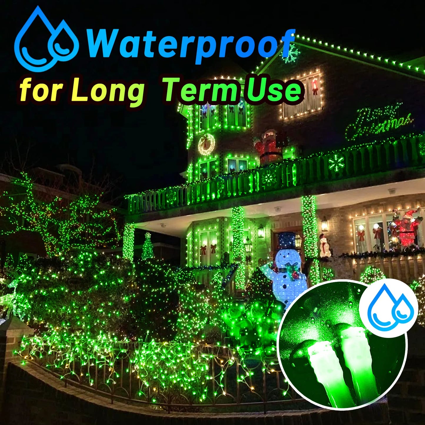 KNONEW Outdoor Christmas Lights 300 LED 99ft String Lights 8 Modes & Memory Fairy Light Plug in Waterproof LED String Lights for Xmas Yard Tree Wedding Party Holiday Decorations(Green)