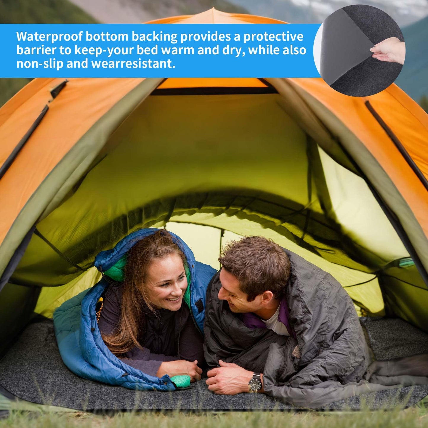 BREENHILL Camping Tent Carpet Mat, (7'4" x 8'4") Inside/Outside Tent Rug,Protective Waterproof Liner Keeps You Warm & Dry, Outdoor Camping Floor Rug Accessory,Soft & Comfortable, Trimmable Material