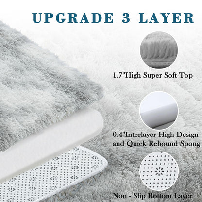 8x10 Area Rugs for Living Room Bedroom, Large Area Rug Shag Shaggy Carpet Soft Plush Furry Bedside Rug, Rugs for Home Decor (Light Grey Tie-Dyed, 8x10 Feet)