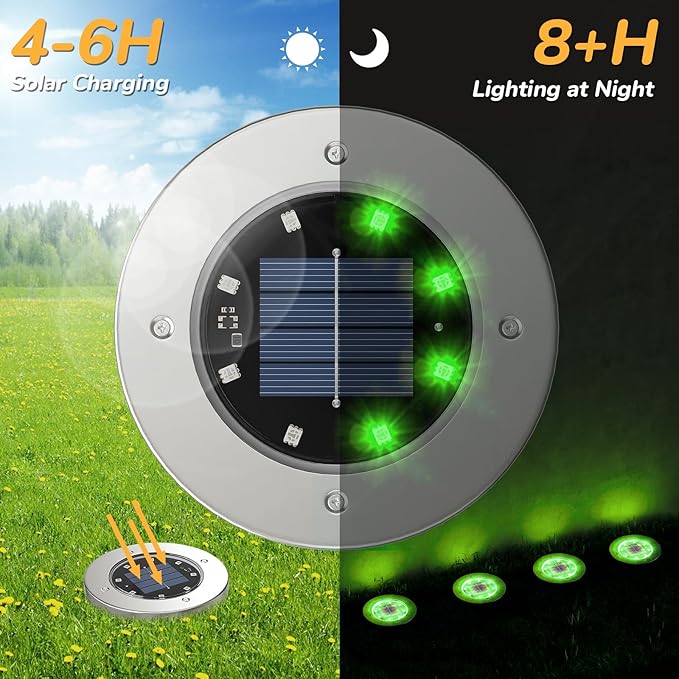 INCX Halloween Solar Lights Outdoor,12 Pack Solar Pathway Lights with Auto On/Off，Waterproof & Anti-Rust Landscape Lighting for Garden, Yard, Patio, Deck - Halloween Decorations,Green