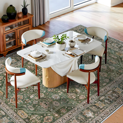 10x14 Rug Living Room: Extra Large Washable Area Rugs Super Soft Distressed Oriental Rugs with Non Slip Backing Farmhouse Rug Low Pile Thin Stain Resistant Indoor Carpet 10x14 Green/Multi