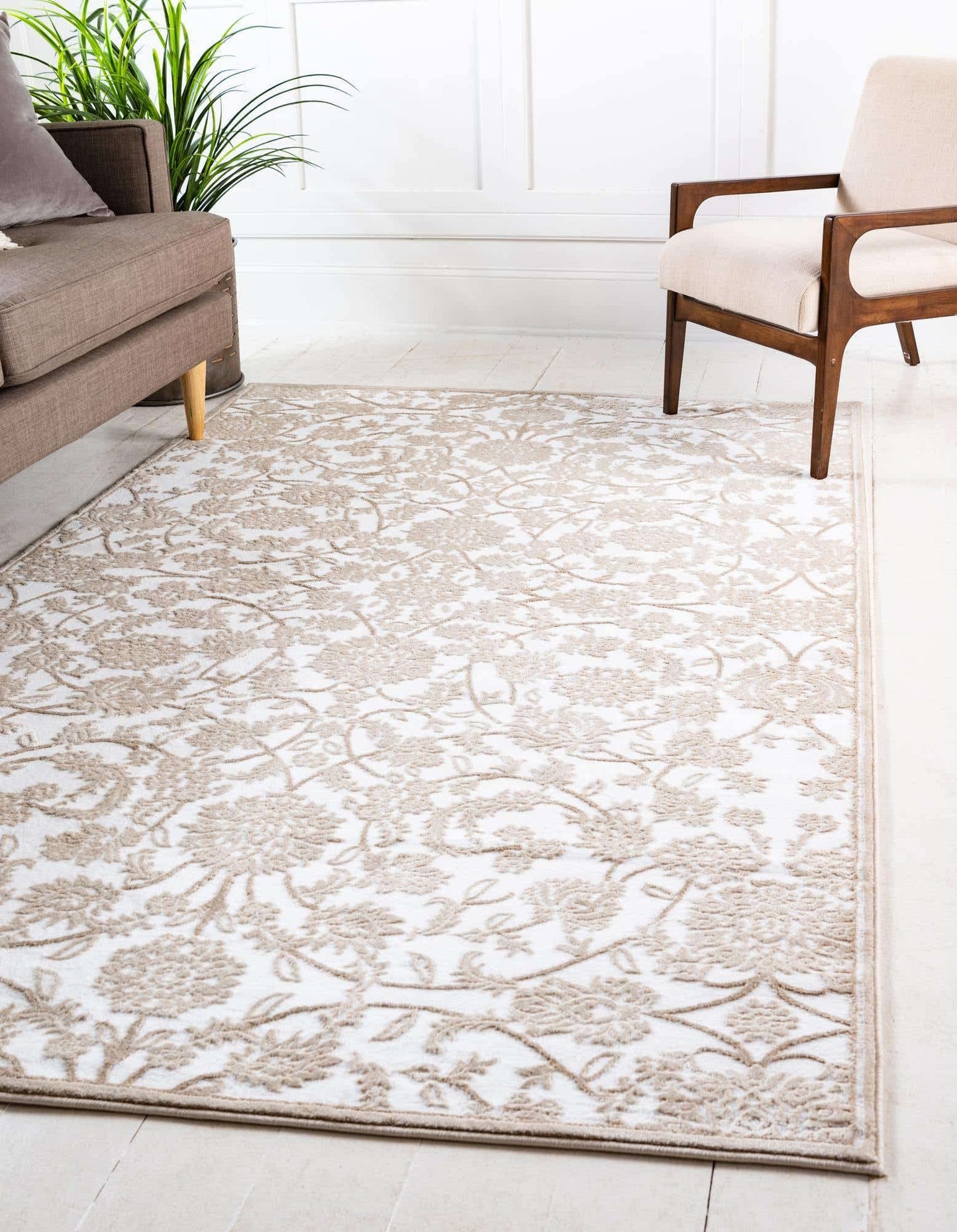 Unique Loom Rushmore Collection Area Rug - Taft (3' 3" x 5' 3" Rectangle, Snow White/ Beige)