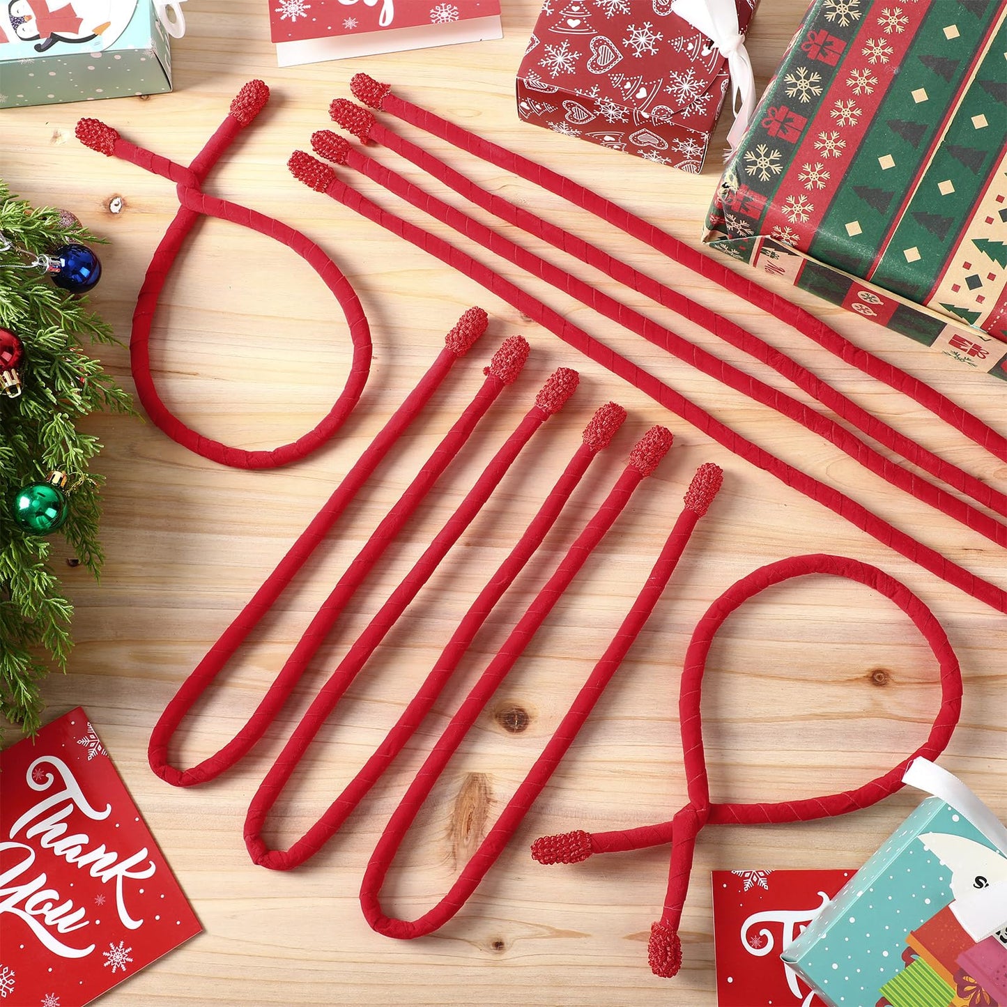 Zhengmy 16 Pcs 25 Inches Christmas Velvet Garland Ties Christmas Decorative Twist Ties for Banister Reusable and Flexible Twist for Xmas Home Decorations Holiday Craft Wrapping(Red)
