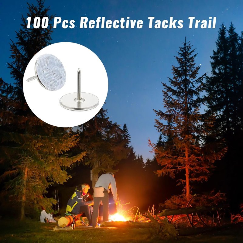Reflective Trail Markers - 100pcs Glow Bright Eyes Metal Tacks for Hunting, Hiking & Camping | Storage Box Included