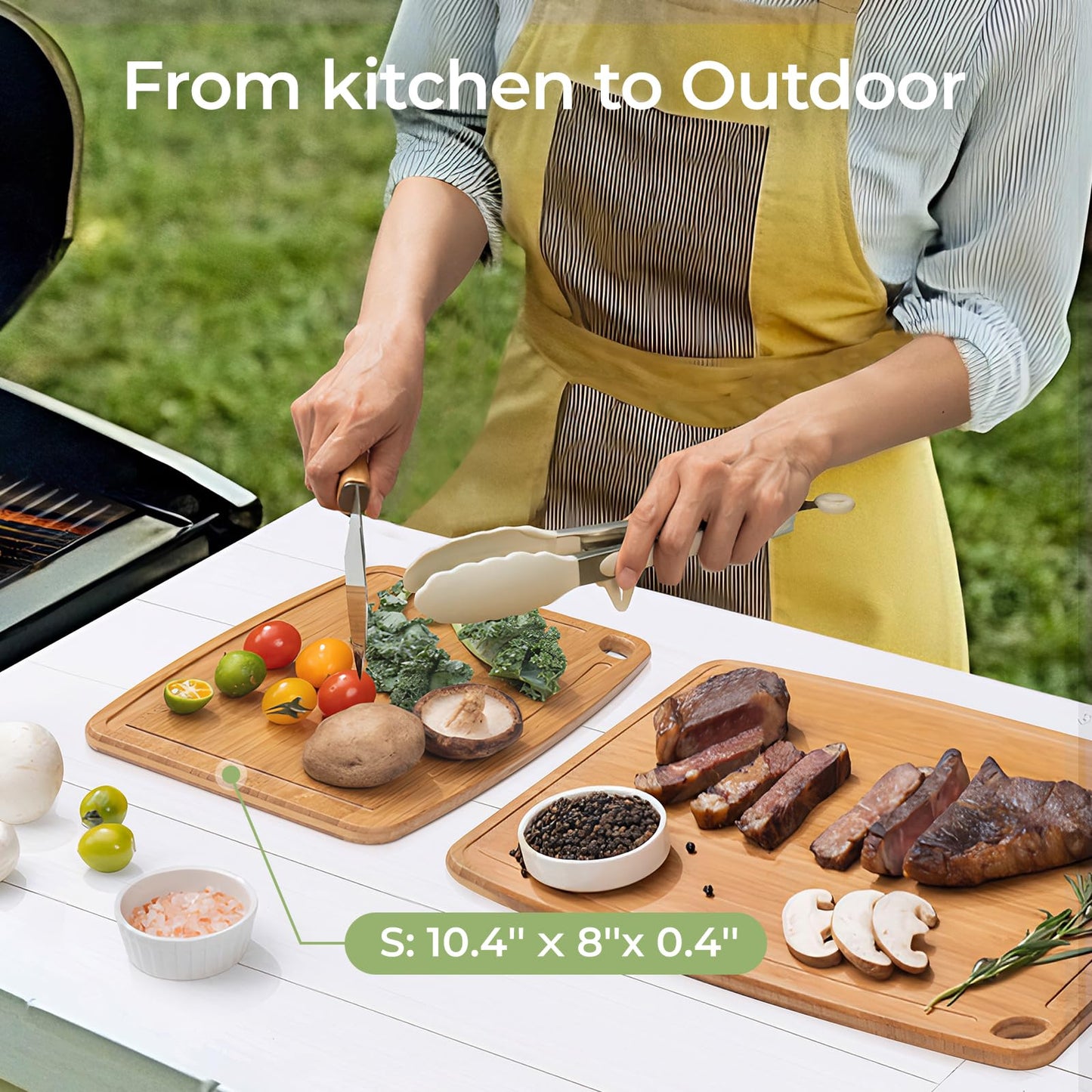 Dishwasher Safe Bamboo Cutting Boards Durable Lightweight Wood Cutting Board for Busy Kitchen, Easy Clean Wooden Chopping Boards with Juice Groove Set of 3 (L+M+S)