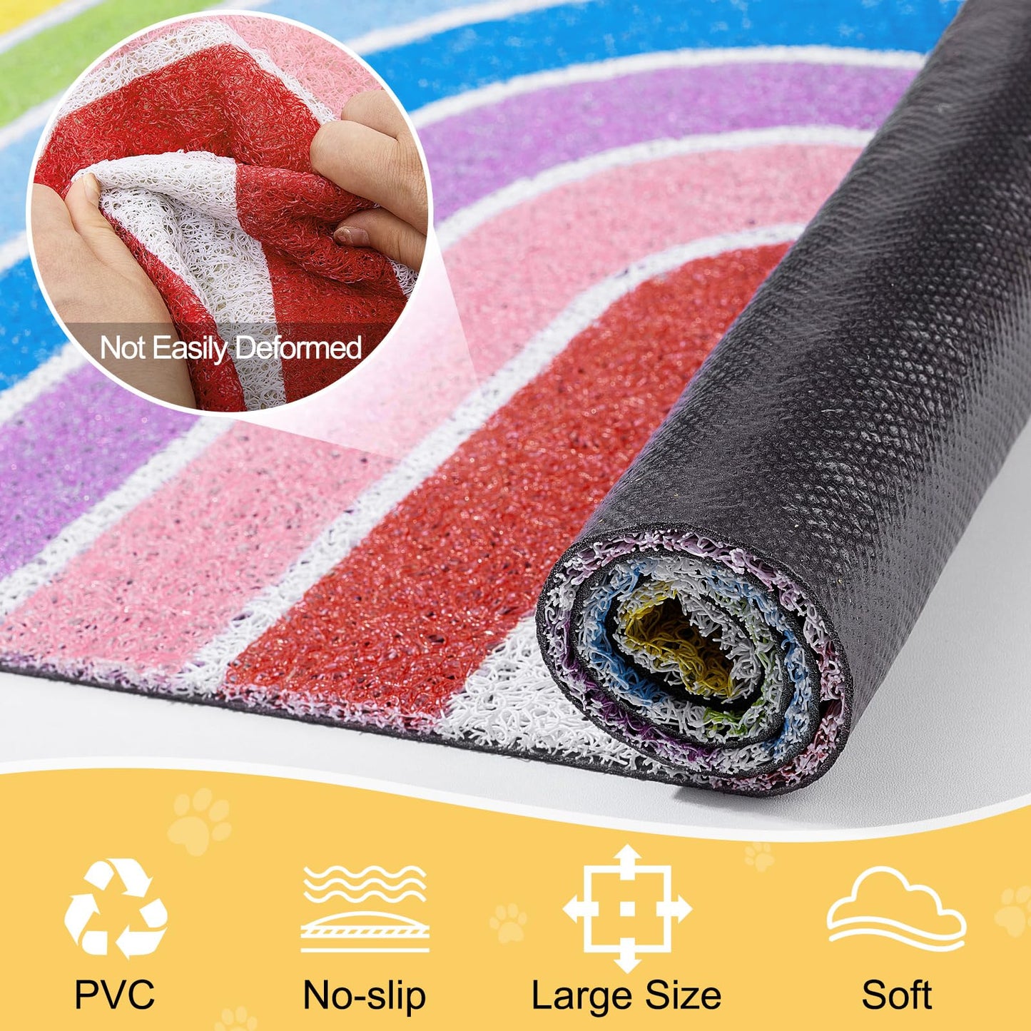 Unicorn Catcher Cat Litter Mat Quality Litter Box Mat Large Non-Slip Cat Litter Mat Litter Trapping Mat Soft Kitty Litter Mat Compatible Two Litter Boxes Cat Products Easy to Clean,Rainbow,L