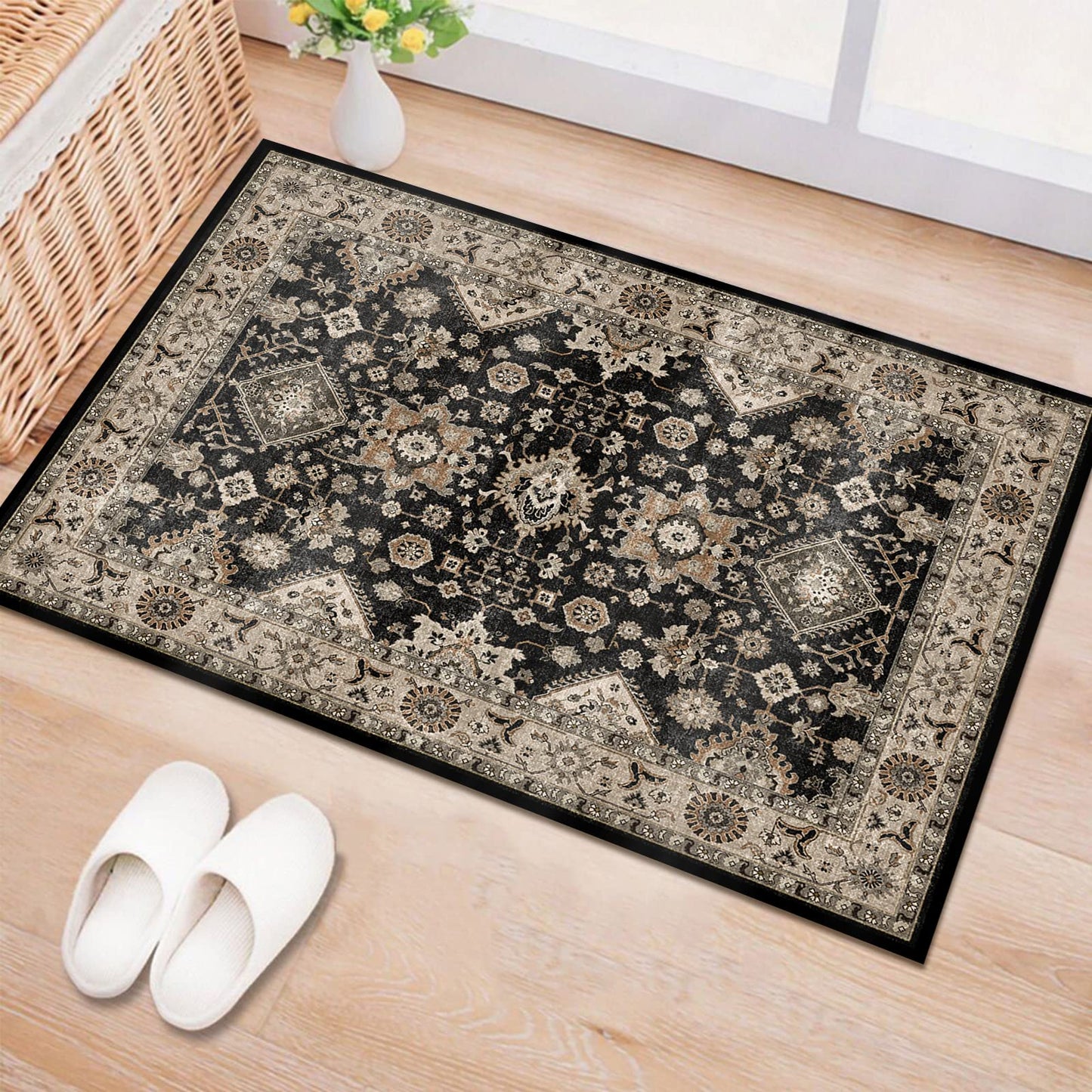 TOPRUUG Washable Runner Rug 2x3 Entryway Rug Door Mat Non Slip Runner Rugs with Rubber Backing Soft Kitchen Farmhouse Distressed Carpet for Living Room Bedroom Bathroom