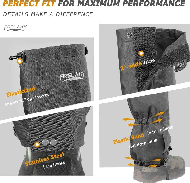 Frelaxy Ultra High-Performance Hunting Leg Gaiters - 100% Waterproof with Adjustable Rubber Foot Strap | Perfect for Hiking & Snow
