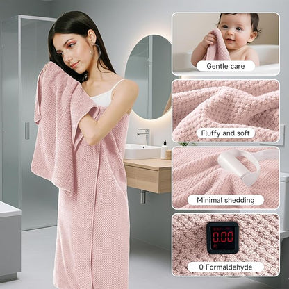 REDKISS Pink Towel Set, 6 Piece Premium Soft Bath Towel Set, Highly Absorbent